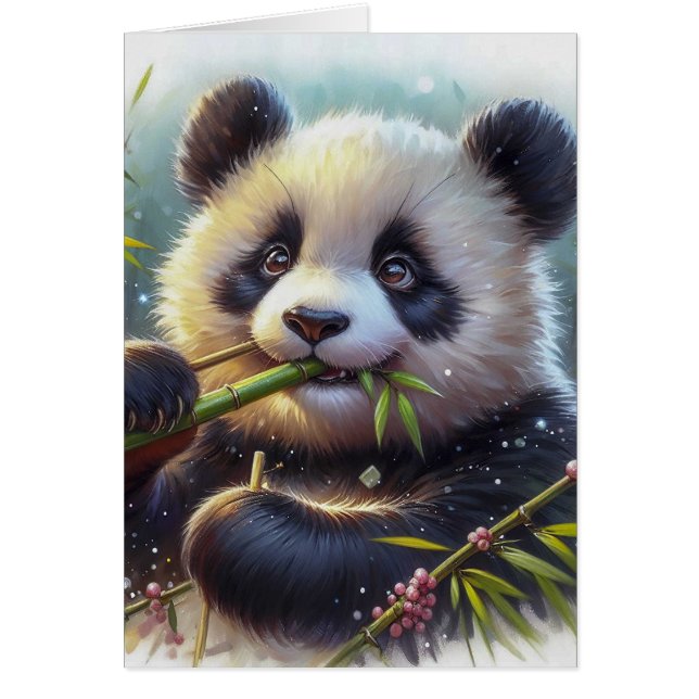 Adorable Panda Bären essen Bambus Leere innen (Vorne)
