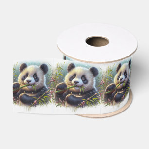 Adorable Panda Bären essen Bambus Ripsband