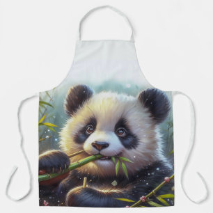 Adorable Panda Bären essen Bambus Schürze