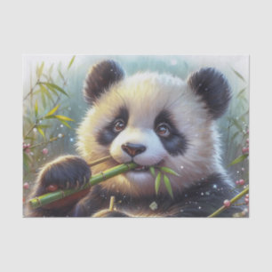 Adorable Panda Bären essen Bambus Seidenpapier