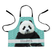 Adorable Panda Bear Aquamarin Name Kinder Schürze