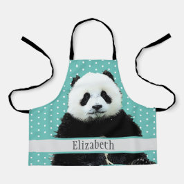 Adorable Panda Bear Aquamarin Name Kinder Schürze