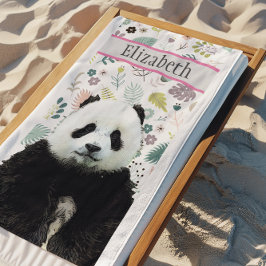Adorable Panda Bear Aquamarin Name Tier Kid's Strandtuch