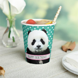 Adorable Panda Bear Kid's Happy Birthday Tier Pappbecher
