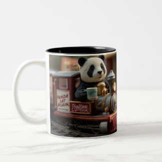  Adorable Panda Figurine on a Vintage Toy Train Zweifarbige Tasse