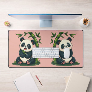 Adorable Panda Hugging Bamboo Niedlicher Cartoon K Schreibtischunterlage