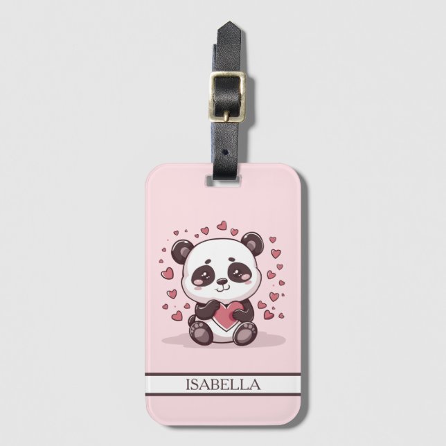 Adorable Panda Liebe - Personalisiert Gepäckanhänger (Vorderseite Vertikal)