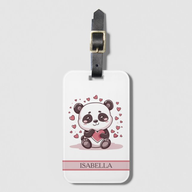 Adorable Panda Liebe - Personalisiert Gepäckanhänger (Vorderseite Vertikal)