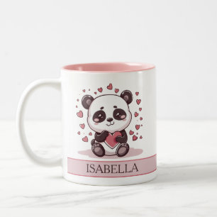 Adorable Panda Liebe - Personalisiert Zweifarbige Tasse