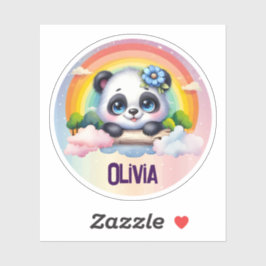 Adorable Panda Rainbow mit benutzerdefinierbarem N Aufkleber