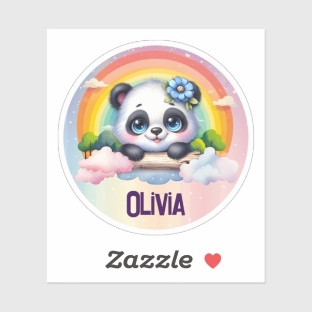 Adorable Panda Rainbow mit benutzerdefinierbarem N Aufkleber (Blatt)