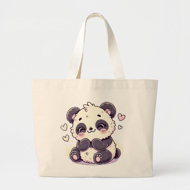 Adorable Panda Tote Bag - Niedliches Zubehör Jumbo Stoffbeutel (Vorne)