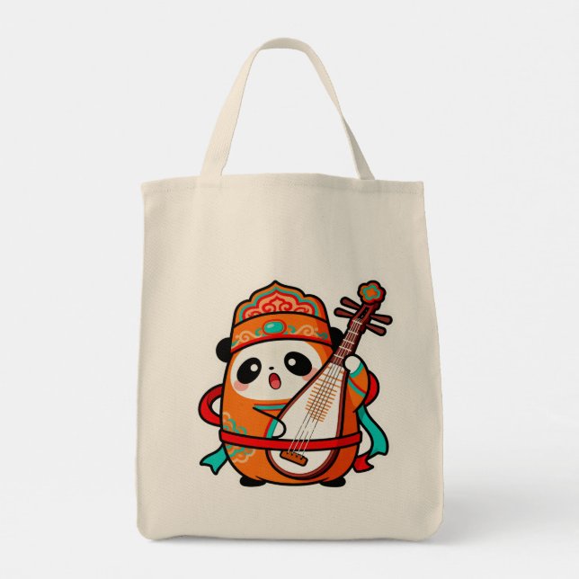Adorable Panda with Pipa Tote Bag Tragetasche (Rückseite)