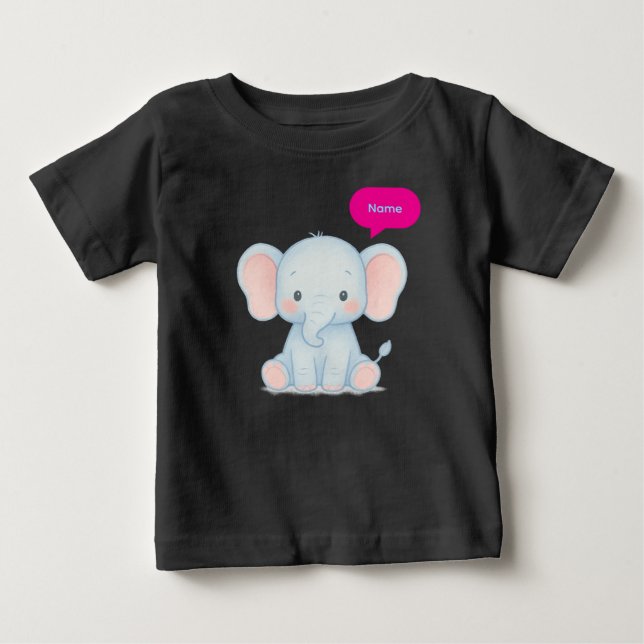 Adorable Pastel Baby Elephant Illustration Baby T-shirt (Vorderseite)