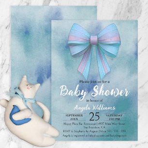 Adorable Pastel Blue Turquoise Boy Baby Dusche Einladung