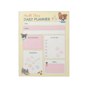 Adorable Pastel Dog Lover Daily Planer zu tun List Notizblock