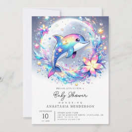 Adorable Pastel Dolphin Babydusche Einladung