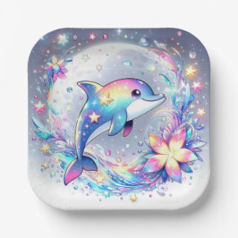 Adorable Pastel Dolphin Babydusche Pappteller