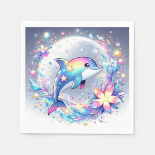 Adorable Pastel Dolphin Babydusche Serviette