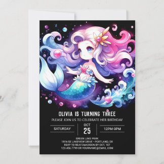 Adorable Pastel Mermaid Geburtstag Einladung