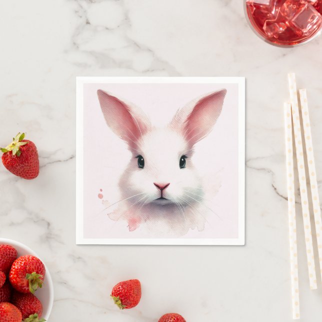 Adorable Pastel Pink Bunny Paper Napkins Serviette (Beispiel)