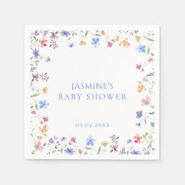 Adorable Pastel Wildflower Garden Baby Shower Serviette