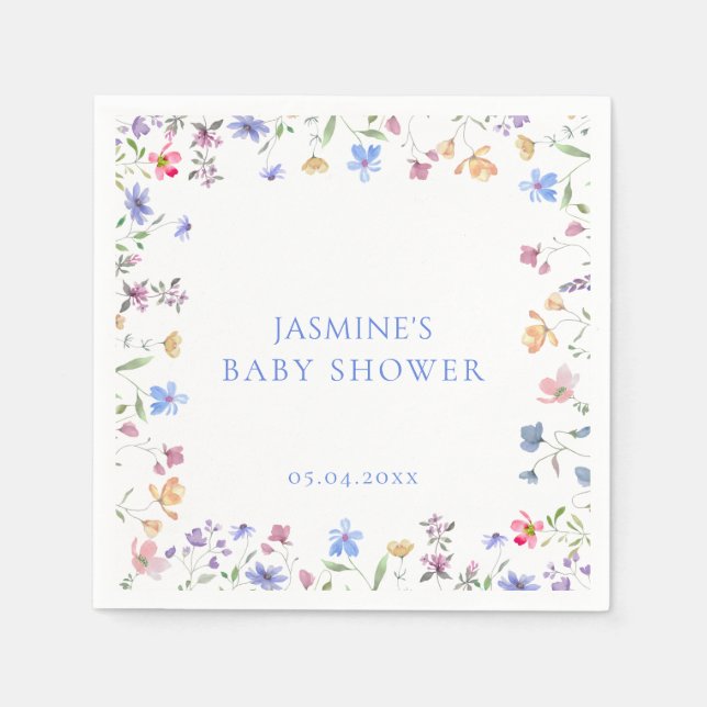 Adorable Pastel Wildflower Garden Baby Shower Serviette (Vorderseite)