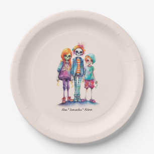 Adorable Pastel Zombie Trio - Niedliches Halloween Pappteller