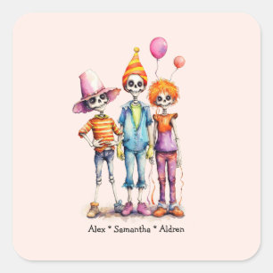 Adorable Pastel Zombie Trio - Niedliches Halloween Quadratischer Aufkleber