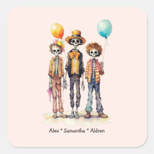 Adorable Pastel Zombie Trio - Niedliches Halloween Quadratischer Aufkleber