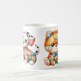 Adorable Patchwork Hunde Design Art Kaffeetasse