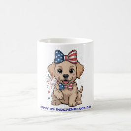 Adorable Patriotic Welpe 4. Juli Feier Kaffeetasse