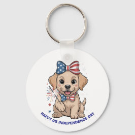 Adorable Patriotic Welpe 4. Juli Feier Schlüsselanhänger