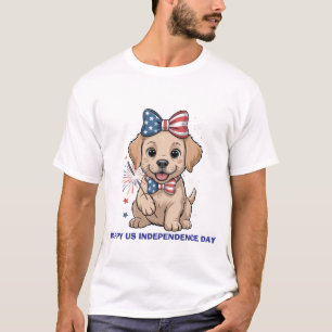 Adorable Patriotic Welpe 4. Juli Feier T-Shirt