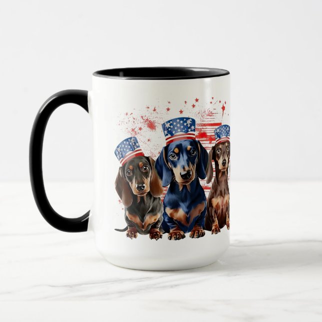 ADORABLE PATRIOTISCHE DACKEL HUNDE TASSE (Links)
