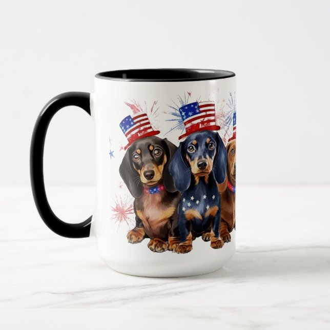 ADORABLE PATRIOTISCHE DACKEL HUNDE TASSE (Links)