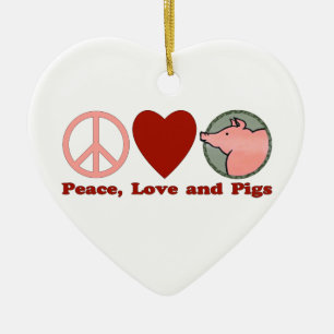 Adorable Peace, Liebe und Schweine Geschenke und T Keramikornament