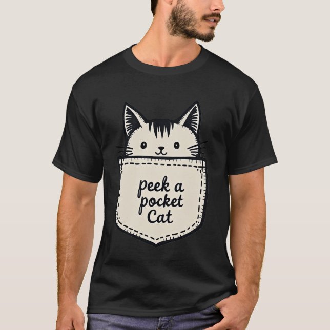 Adorable Peek-a-Pocket Cat Peeking Cute Feline T-Shirt (Vorderseite)