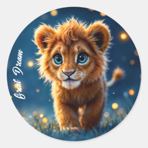 Adorable Pelztierkugel mit funkelnden Augen Runder Aufkleber