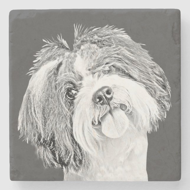 Adorable Pencil Shih Tzu Marble Untersetzer (Vorderseite)