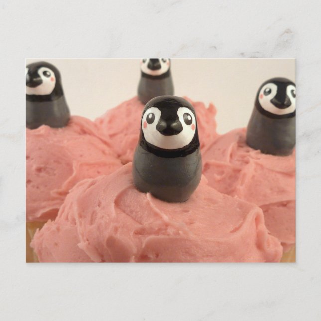 Adorable Penguin Cupcake toppers carte postale (Devant)