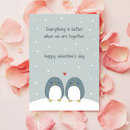 Adorable Penguin Love Valentine Card For Him Her Feiertagskarte