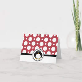 Adorable Penguin personnalisé Red Polka Dot Cartes