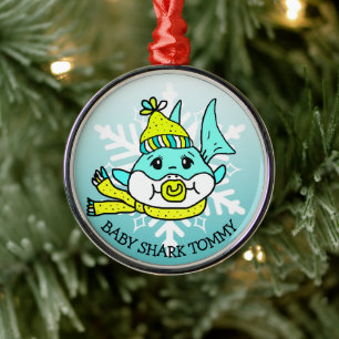 Adorable Personalisierte Babyhaie und Schneeflocke Ornament Aus Metall