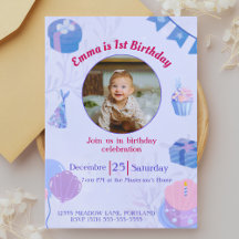 Adorable Personnalisé 1er anniversaire Invitations