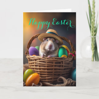 Adorable Pet Rat in einem Korb zu Ostern Feiertagskarte