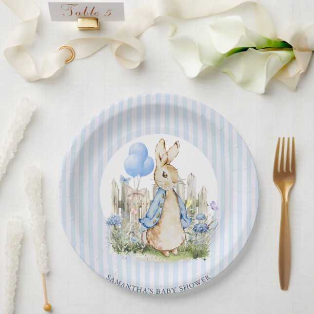 Adorable Peter Rabbit Baby Shower Boy Pappteller (Hochzeit)
