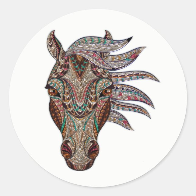 Adorable pfergekopf metallisierte Pferdekopf Runder Aufkleber (Vorderseite)