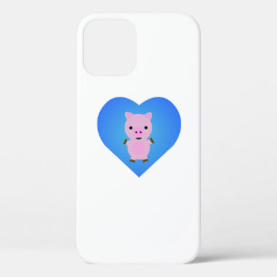 Adorable Pig mit einem blauen Herz im Hintergrund Case-Mate iPhone Hülle
