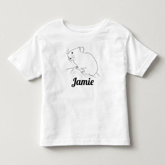 Adorable Pika Zeichnend mit Kindername Kleinkind T-shirt (Vorderseite)